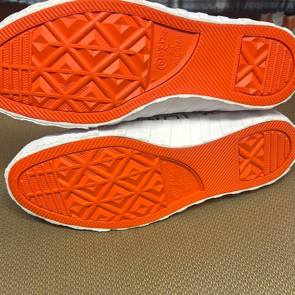 Converse White and Orange Artistic High-Top Sneakers - Picture 3 of 5